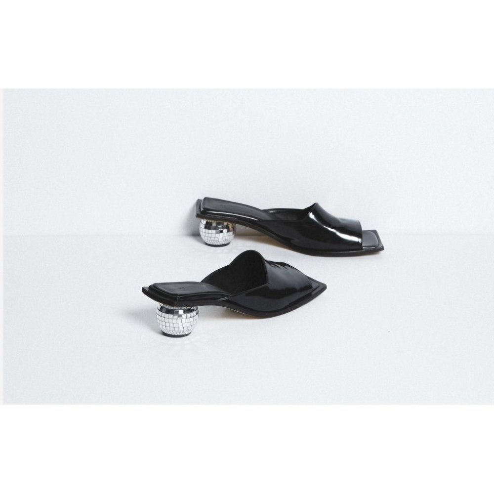 Helmut Lang H09HA021 Square Toe Disco Ball Heel Size 38 EU Women Black Sandals - Picture 11 of 12